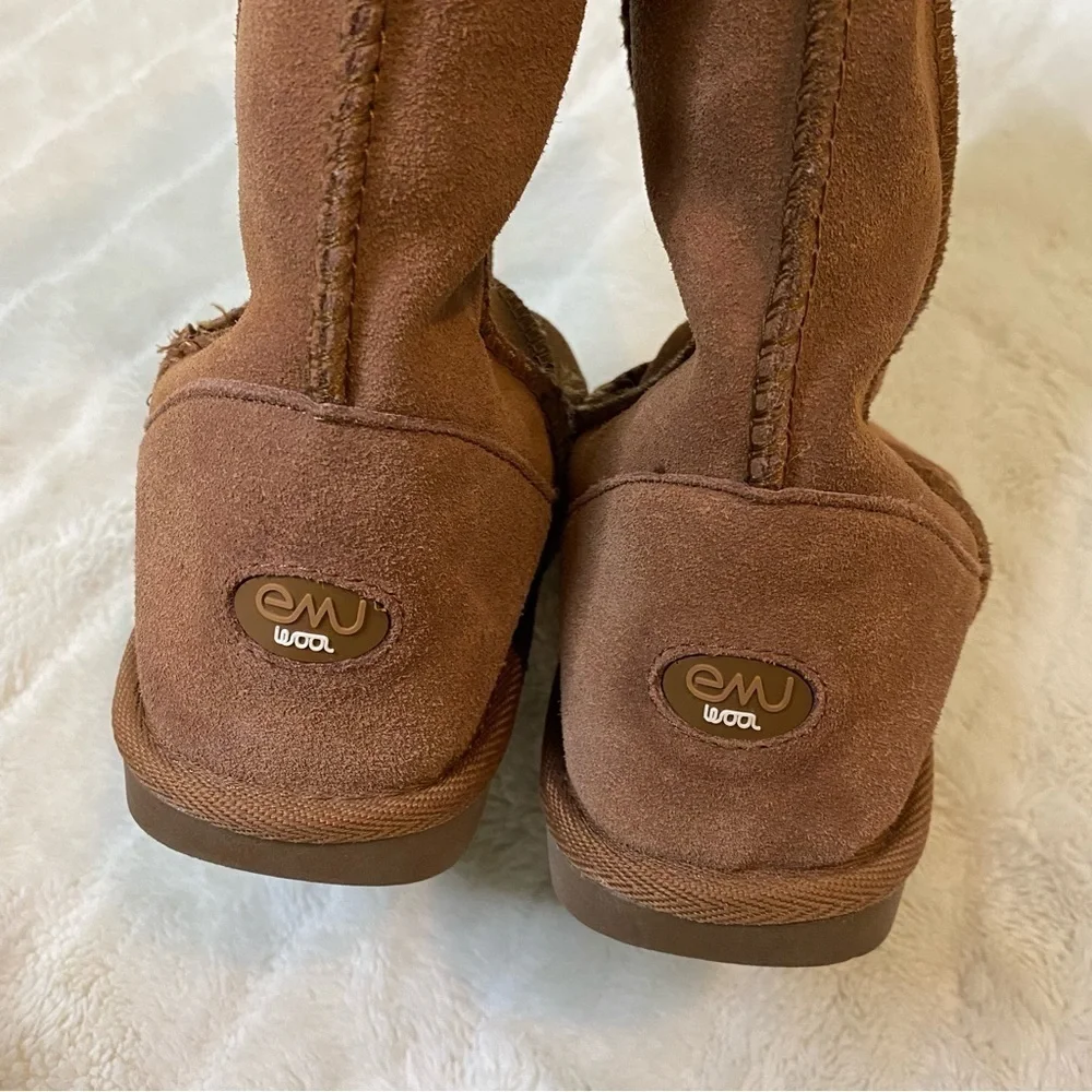 Emu Wool Tan Brown Winter Snow Boots with Buckle Accents Casual Size 6